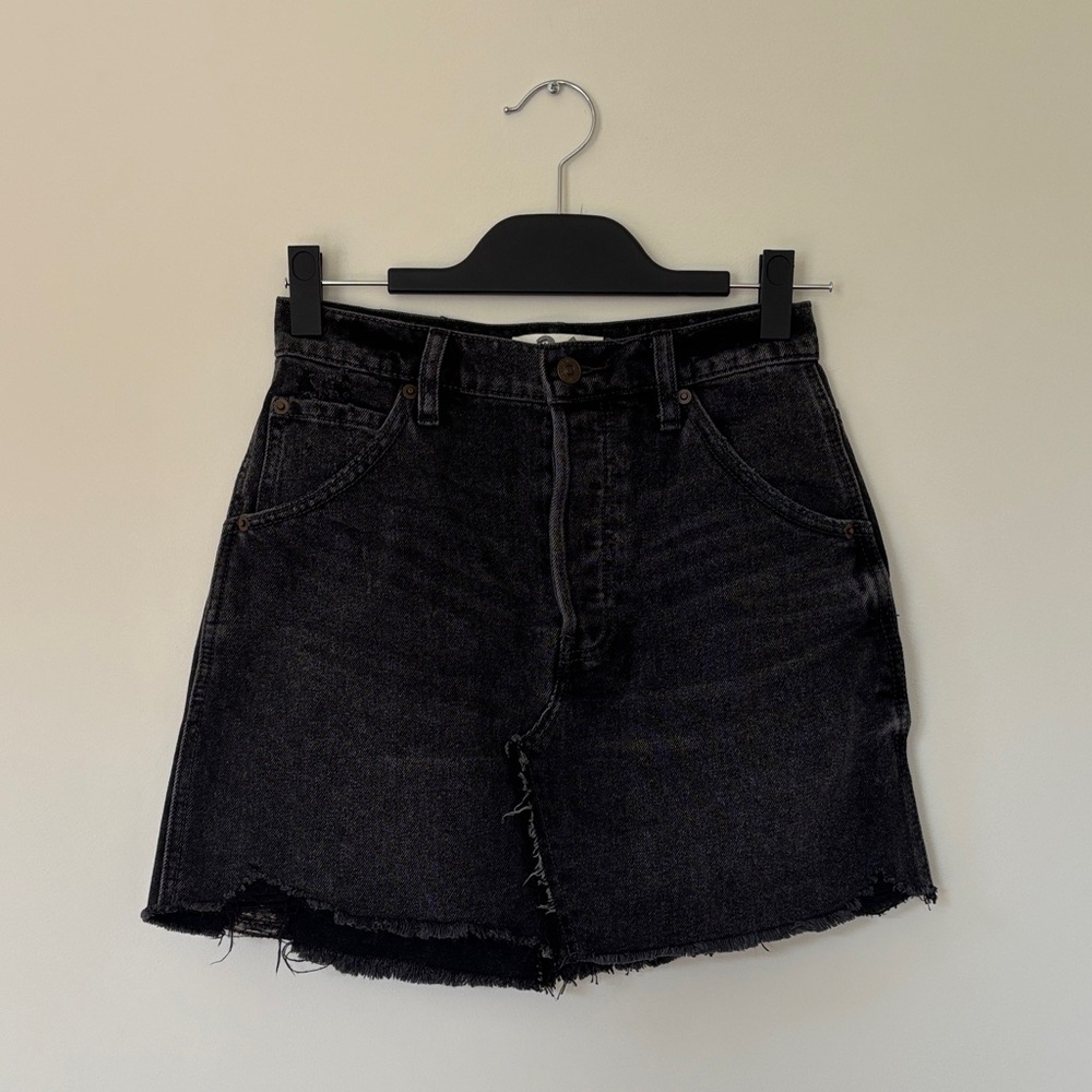 We the Free Black Denim Cutoff Skirt Size 26